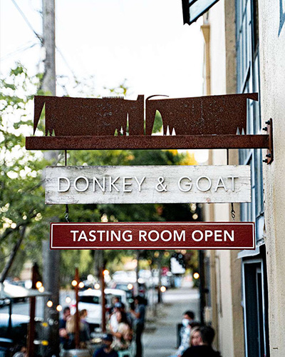 Donkey & Goat Tasting Room Sign