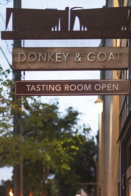 Donkey & Goat Tasting Room sign