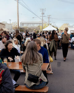 Crowd enjoying First Friday Block Party