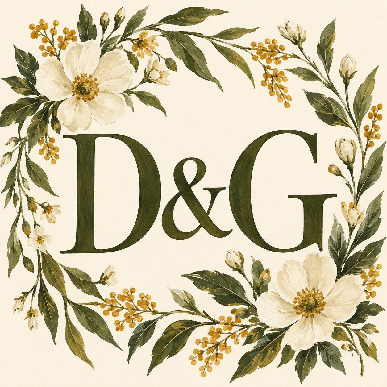 D & G floral wedding artwork