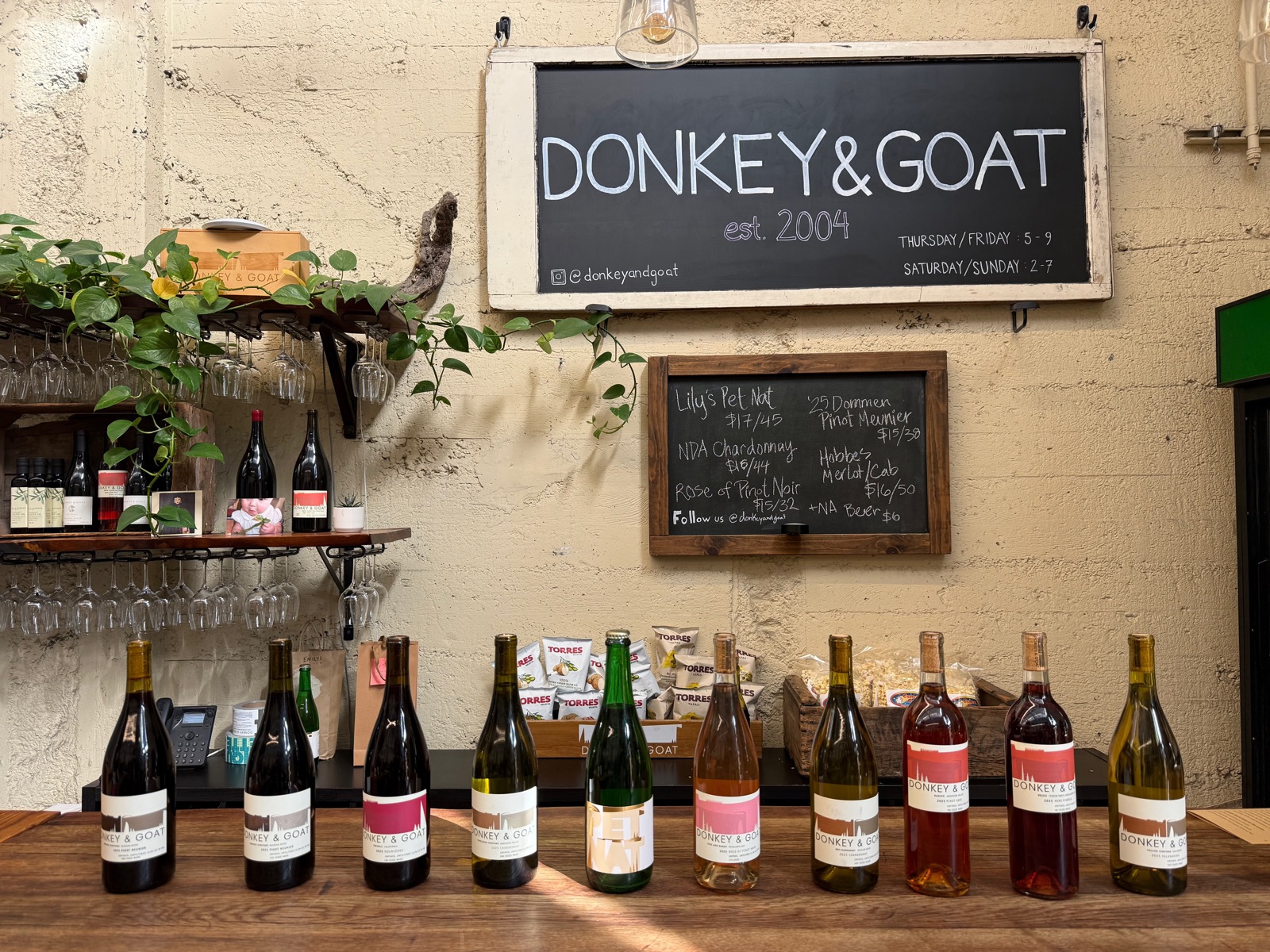 The 2025 releases lined up at the tasting room bar